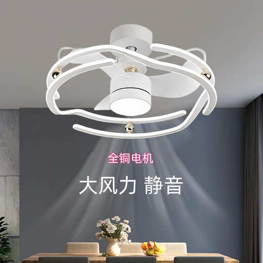 华艺照明年新款隐形吊扇灯大风力家用餐厅饭厅卧室电风扇一体吊灯静音 隐形款9227/黑60CM变频遥控+直接