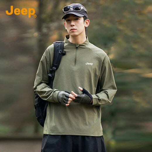 Jeep (JEEP) outdoor breathable long-sleeved T-shirt men's 2025 autumn and winter new sports running and cycling clothing casual T-shirt tops