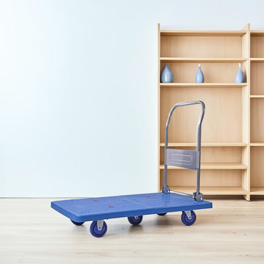 
Silent trolley with 5 wheels, flatbed truck, cargo, large wheels, folding household portable warehouse 13565 (load bearing 800 Jin [Jin equals 0.5 kg]) Super silent folding handrail