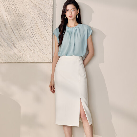 Roeyshouse Luoyi Temperament Set Set Women's New Summer Color Professional Professional Professional Professional Top Skirt 12109 светло-зеленый белый