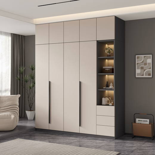 Yinjiang Xiaoyi package installation solid wood wardrobe bedroom home simple economical cabinet light luxury large wardrobe four-door combination cabinet 1.6 meters four-door main cabinet