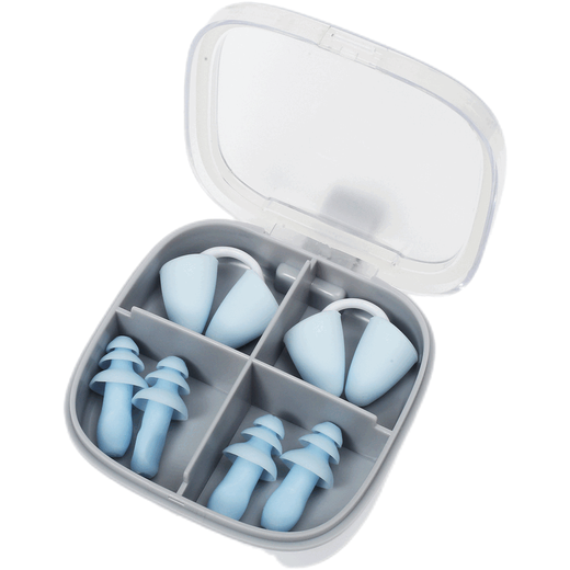 Earplugs for swimming, waterproof swimming nose clip, waterproof silicone nose plug, diving equipment, unisex suit, water park children's must-have, blue L size 1-piece set