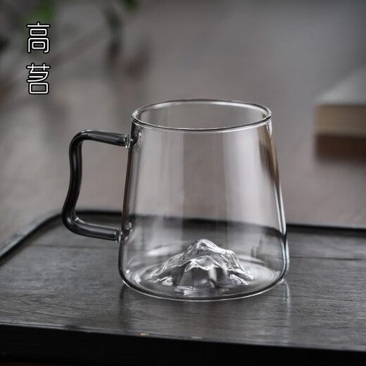 高茗（gaoming）日式玻璃杯家用大容量水杯耐高温夏季加厚观山绿茶杯创意喝水杯子 9195登山杯450ML
