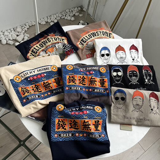 UNI QLO优衣库夏天该有的样子 夏季情侣装休闲百搭舒适柔软纯棉磨毛印花 优衣库1048藏青色 L