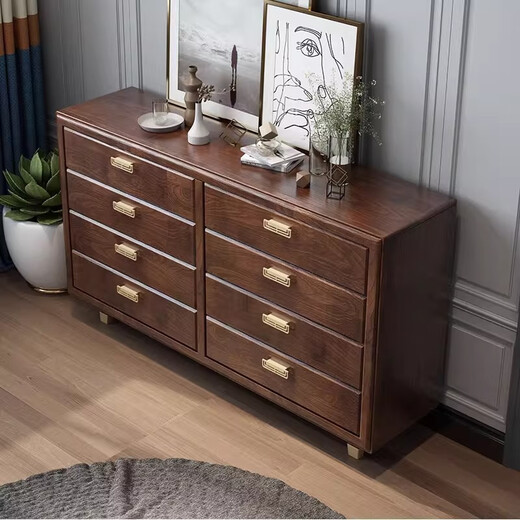 
Zhixin Wood King New Chinese style full solid wood chest of cabinet storage bedroom home six seventy nine chest of cabinet American storage against the wall 1
