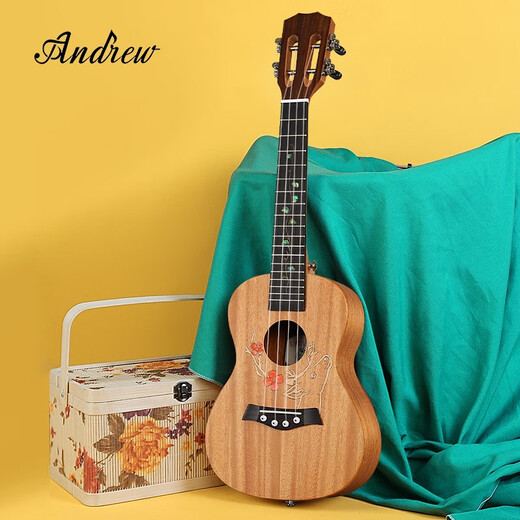 Andrew (Andrew) ADL Andrew 23-Zoll-Anfängerin-Ukulele-Studentin männlicher Ukulele-Hirsch-Gitarre Full Peach Heart 26-Zoll-Windblatt + Vollständiges Accessoires