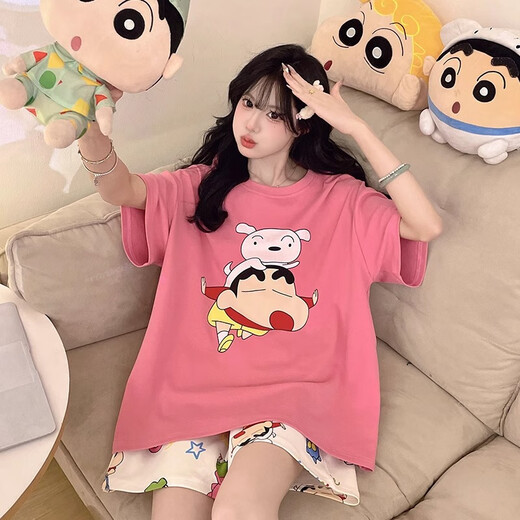Junjunsui Dimei Kiti Cat Pajamas for Women in Summer 2025 New Pure Cotton Short Sleeve Cartoon Student Large Size Summer Home Suit Set Short-Z-9922 L [Suggested 100-120Jin [Jin equals 0.5 kg]]
