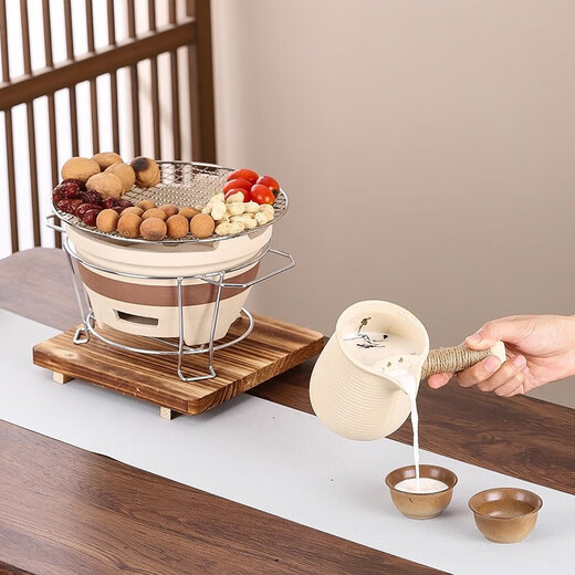 Winter tea making around the stove household indoor full set of canned tea making equipment roasted milk kettle making tea kettle charcoal stove burning tea stove full set of large stove + Zhiyun kiln turned side handle kettle