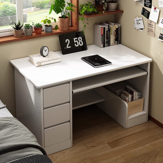 Desk student home computer desk bedroom study desk writing desk rental house simple bedside table with drawer table three drawer main unit 120cm warm white