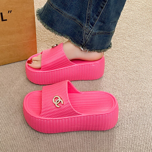 
Sandals for women in summer wear 2025 new thick-soled beach sandals Internet celebrity women casual lazy fashion flip flops black 37-38