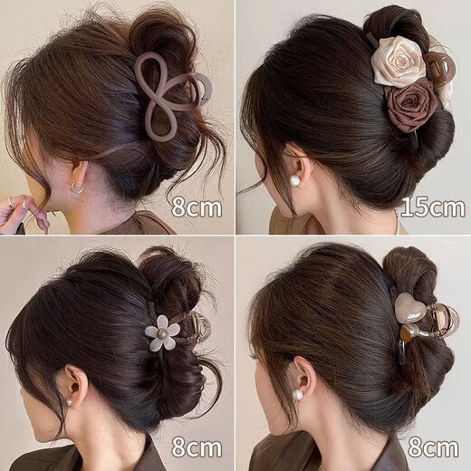 
Flower clip women's high-end 2025 new style with less hair volume shark clip hair clip women's back head hair clip headdress goddess must have [2 pieces of temperament/high-end]