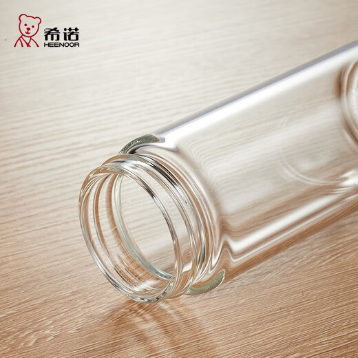 希诺（HEENOOR）（HEENOOR）玻璃杯大容量单层加厚水杯带滤网商务办公泡茶杯车载 6191新款小熊盖 410ml