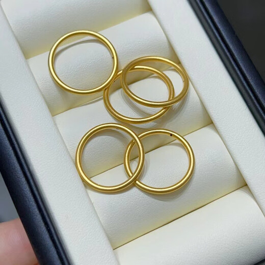 Slightly gifted gold-coated silver ancient method inheritance plain ring ring for three lives and three generations couple ring light luxury tail ring fashion holiday gift No. 6 plain ring ancient method ring gold about 0.1
