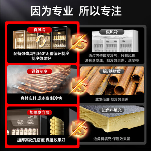 Melanka display cabinet refrigerated Internet celebrity beer cabinet supermarket convenience store refrigerator freezer commercial bar wine storage cabinet full screen cold drink cabinet rebound door beverage cabinet air-cooled and frost-free single door 680*600*2010 three lights high-end full screen defogging model