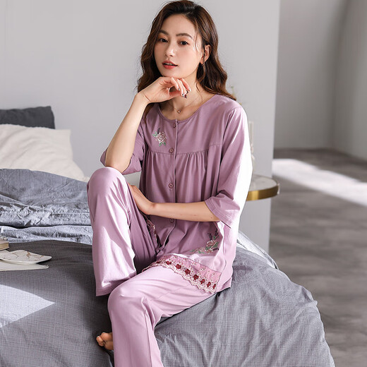 Langsha Pajamas Женский летний стиль модальный ватный хлопок брюки с большим размером.