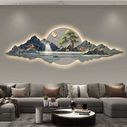 Shinniao coule de l'eau et fait de l'argent peintures paysagères nouvelles de style chinois décoration peintures canapé fond mur suspendu peintures de thé atmosphérique décoration murale 13548 240 * 80