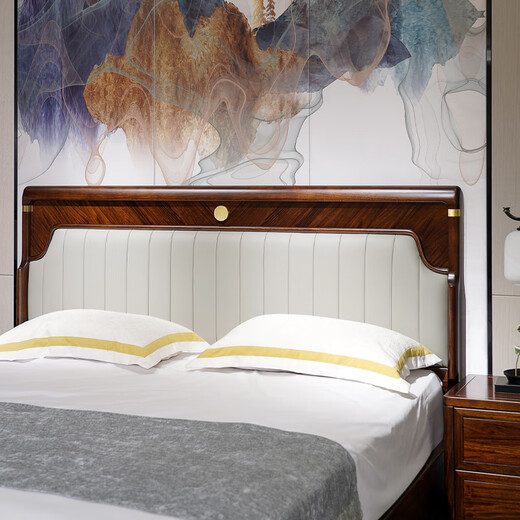 Kui Carpenter Wujin Wood Wood Wood Bed Wood Style Wood Wood Wood Wood Full Wood Solid Bed Soft Bed 1,8 metros Bed de cama Doble Cama Bedro de cama Solid Wood (1585 Edición de noche*2080*1180) Mm construido 1500 mm*Estructura de marco de 2000 mm*Estructura de marco de 2000 mm