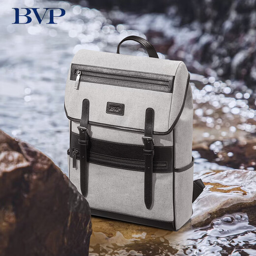 BVP【新品】休闲帆布背包2025新款大容量旅行轻便户外双肩包电脑包 意大利高密度棉麻-米白