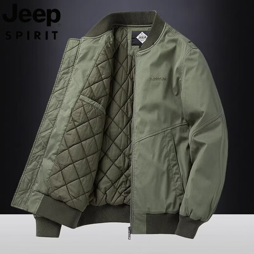 
JEEP SPIRIT Jeep 2025 Autumn Cotton Clothes Men's Pure Cotton Washed Cotton Thickened Bomber Jacket Casual Baseball Collar Jacket 9227 Black (Cotton Thick Style) M Suitable for 100 to 125 Jin [Jin equals 0.5 kg]