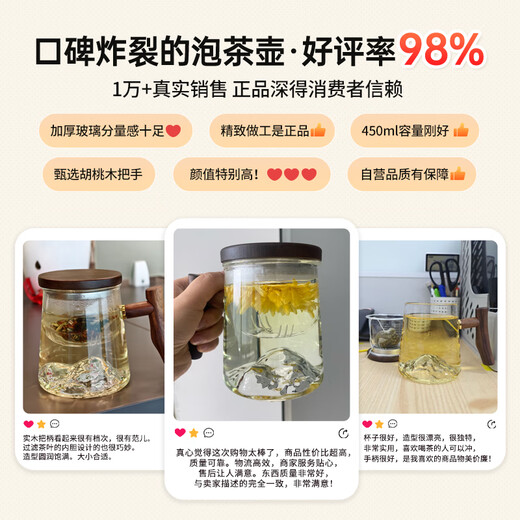 Niye tea cup bubble tea cup tea water separation cup glass tea cup mountain view office high-end tea cup personal use for men