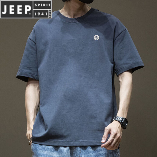 JEEP SPIRIT潮流美式短袖T恤男夏季纯棉圆领百搭休闲2025新款潮牌宽松港风T恤 白色-1365短袖-棉 S 【建议80-110斤】