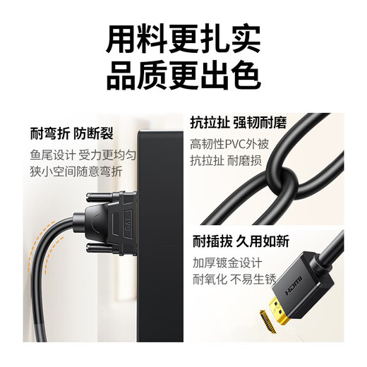 绿联HDMI转DVI连接线4K60Hz 高清线双向互转笔记本电脑投影仪显示器视频转换线 HD106 1.5米 11150
