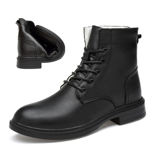 Dragonfly Brand Código roto 2025 Top Cow Whide Martin Boots Martin Boots High Top British British British Código grande Trabajo negro Trabajo negro cuero 6636 Negro Plus de algodón Velvet Cuero brillante 38