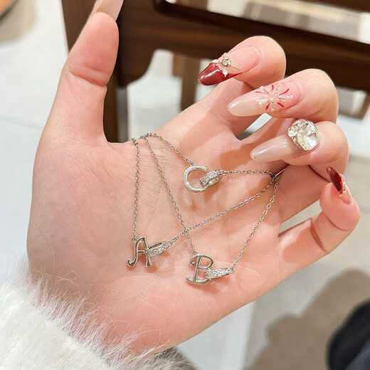 Yingtang Old Phoenix 999 original diamond 26 letter necklace for women 2025 new niche light luxury titanium steel non-fading collarbone Z