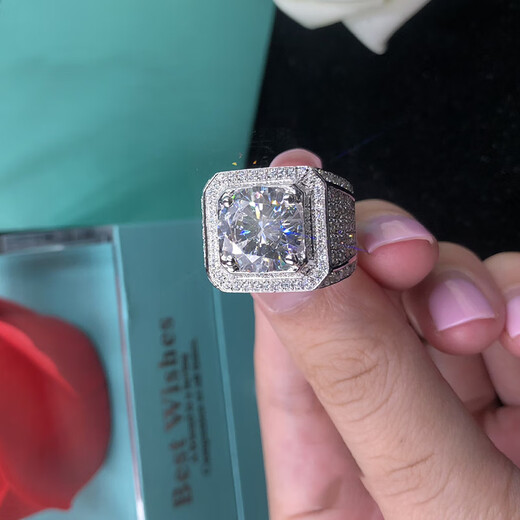 Nilan Fat Donglai same style men's platinum ring men's diamond ring large carat ring luxury wedding engagement 18 moissanite nude 5 carat men's size 15