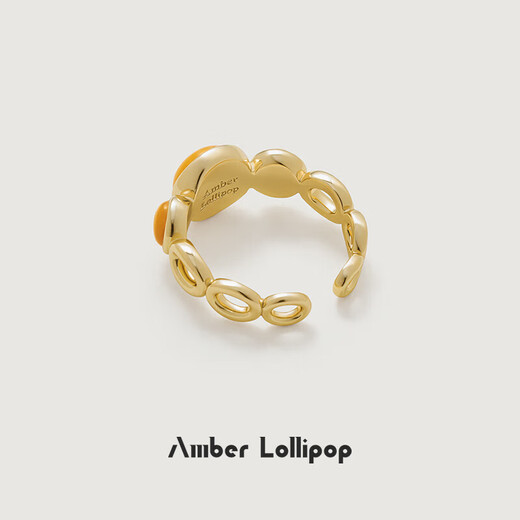 Amber Lollipop Beeswax Ring Women's Amber Open Index Finger Ring Design Anniversary Birthday Gift for Girlfriend and Wife Yellow (Blazing Sun Series)