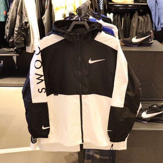 耐克（NIKE）春秋新款休闲2024情侣连帽外套学生户外运动夹克男女防风梭织风衣 红色 薄款高质量 S