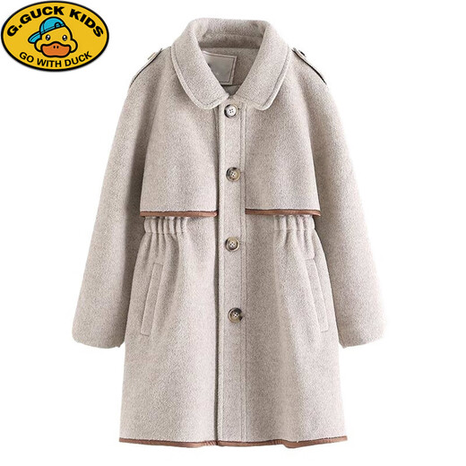 G.Duckkids Coat Woolen Coat 2024 Nuevo estilo coreano Otoño espesado e invierno CAPA DE LANA DE CINTURA DE NIÑOS MEDIOS