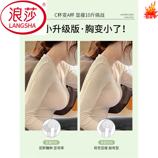 Langsha Sommer trägerloser Riemen BH Unterwäsche für Dünne Stil von Frauen große Brüste Kleine Anti-Rutsch-Sammel-Hasen-Ohren verpackt unsichtbares BH Mondlicht weiß M [Vorgeschlagen 34/75abc]