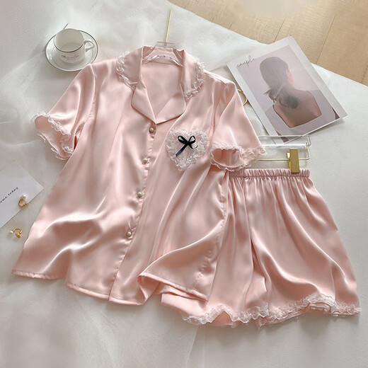 TTPMER感熊猫冰丝睡衣女夏季薄款短袖2025开衫可爱家居服套装 #YX-9227波点 M 【75-95斤】