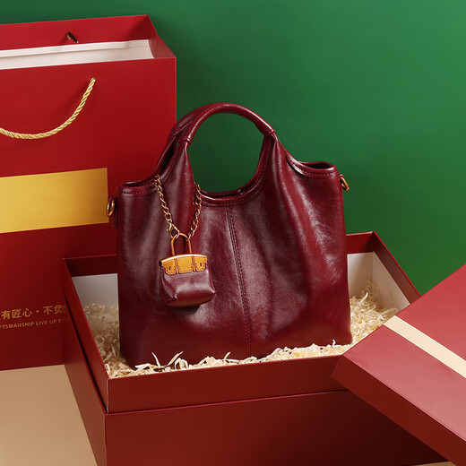 Miss Meow red bridal wedding bag engagement handbag women's new high-end new year gift for mother bag Ancora red + exquisite bouquet (red wedding bag bridal bag can be used daily)