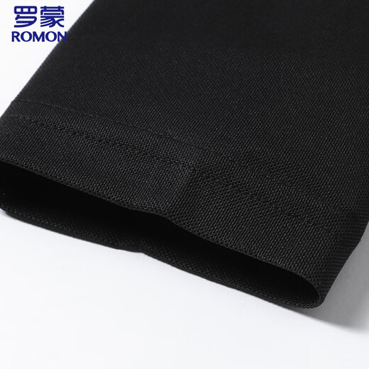 ROMON long-sleeved T-shirt men's POLO lapel solid color top bottoming shirt business casual inner wear for men black XL