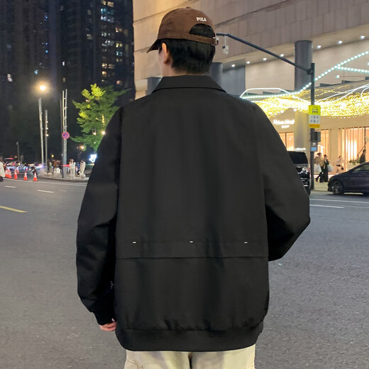 Homlean outdoor work jacket men's autumn windproof jacket loose casual all-match top OH02 amber black L