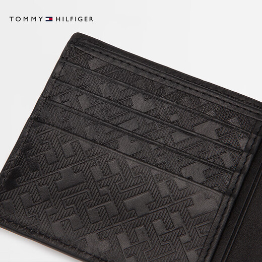 
TOMMY HILFIGER [textured genuine leather] 25 new spring and summer men's cowhide business casual portable multi-card card wallet [litchi pattern cowhide wallet] black BDS OS