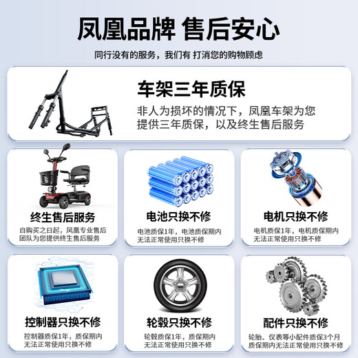 凤凰（Phoenix）老年代步电动车四轮老人四轮车家用可折叠助力车代步车 【08A】12ah铅酸+约40里+250W