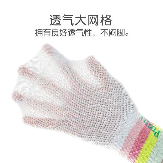 儿童袜子春夏新款a类棉袜女童网眼彩虹字母运动中筒袜 网眼彩虹字母QH698-5双装 3-5岁 (M)