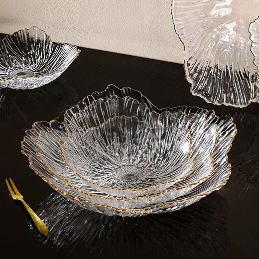 Ostar petal fruit plate Xiaohongshu same style living room high-end candy plate front office fruit plate light luxury ins style gold three-piece set petal fruit plate small + medium + large