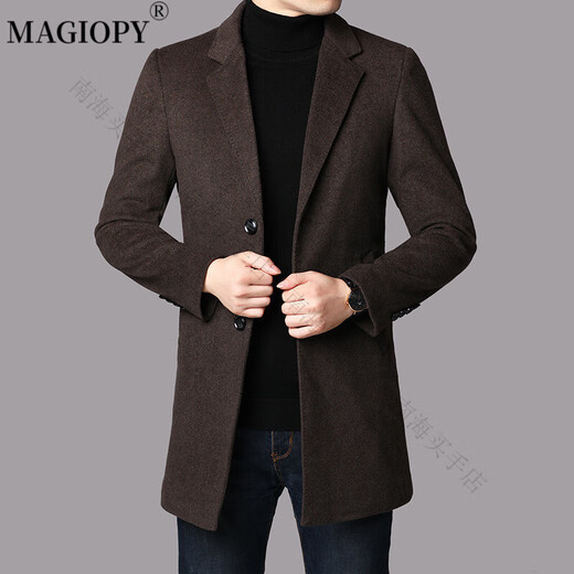 Magiopy Light Luxury High-End Trait Jacket for Men 2025 Spring New informal de dos botones Caqueta de lana a mitad de longitud 180 XL