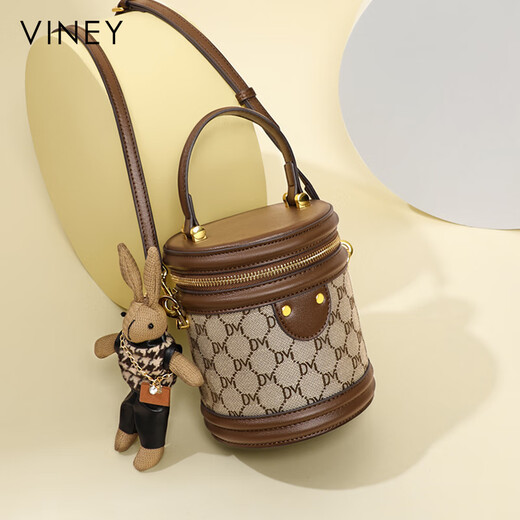 viney包包女士2025新款女包水桶包斜挎包夏季感洋气圆筒小包 咖啡色Coffee【母亲节礼物鎹妈妈