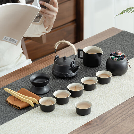 Zhai Leisure Tea Set Home Office Tea Tray Living Room Tea Table Kung Fu Ceramic Teacup Teapot Tea Rhyme 12 Heads