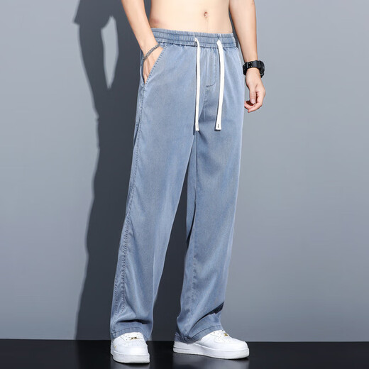 Gy Goldlion Jinlilai Tiansi Jeans Men's Black Trendy Brand Straight Men's Ice Silk Lignes larges simples et polyvalentes décontractées 1048 Gray M (100jin [Jin est égal à 0,5 kg])