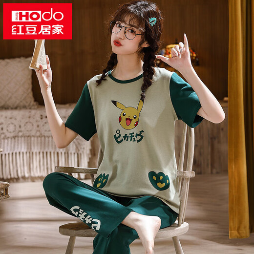 Pajama de frijoles rojos (hodo) para mujeres en el jersey de verano algodón puro pantalones de manga corta MM más grasa más grasa más gran tamaño suelto 200 jin [Jin equivale a 0.5 kg] ropa de hogar de dibujos animados 3519 pantalones de manga corta de chincheta blanca m estándar de mujeres_80-100 jin [Jin igual 0.5 kg]