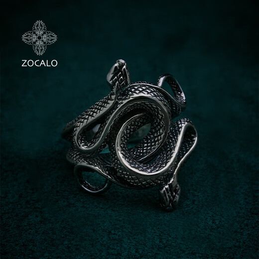ZOCALO double snake intertwined ring men's 925 silver handmade women's personality trend No. 23