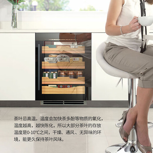 Gironde 40-piece embedded red wine cabinet, constant temperature wine cabinet, constant temperature wine cabinet, beverage cabinet, refrigerated cabinet, fresh cabinet, tea and beer cabinet, home fixed frequency handleless - dual temperature, 46 bottles