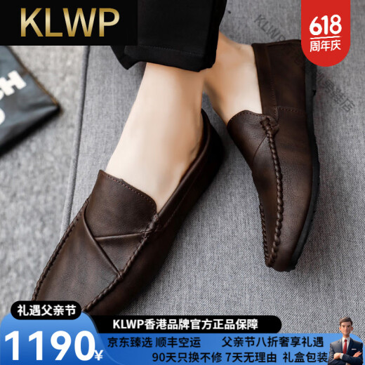 KLWP【轻奢男鞋】高档品牌夏季男士乐福鞋男皮鞋休闲潮流韩版英伦鞋 D829棕色 41