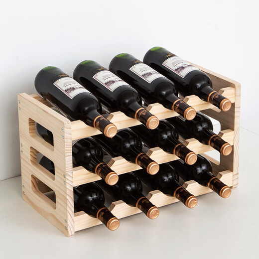 Jingmengyuan solid wood red wine rack home creative wine rack wine bottle rack red wine display rack storage wine cabinet decorative ornaments one layer seven bottles of wood color